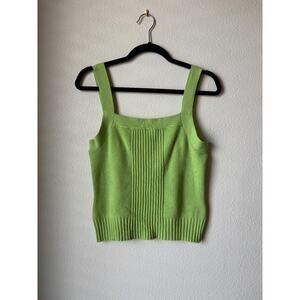 Vintage Takeout Lime Green Ribbed Tank Top Women's Large 90s Y2K Brat Summer